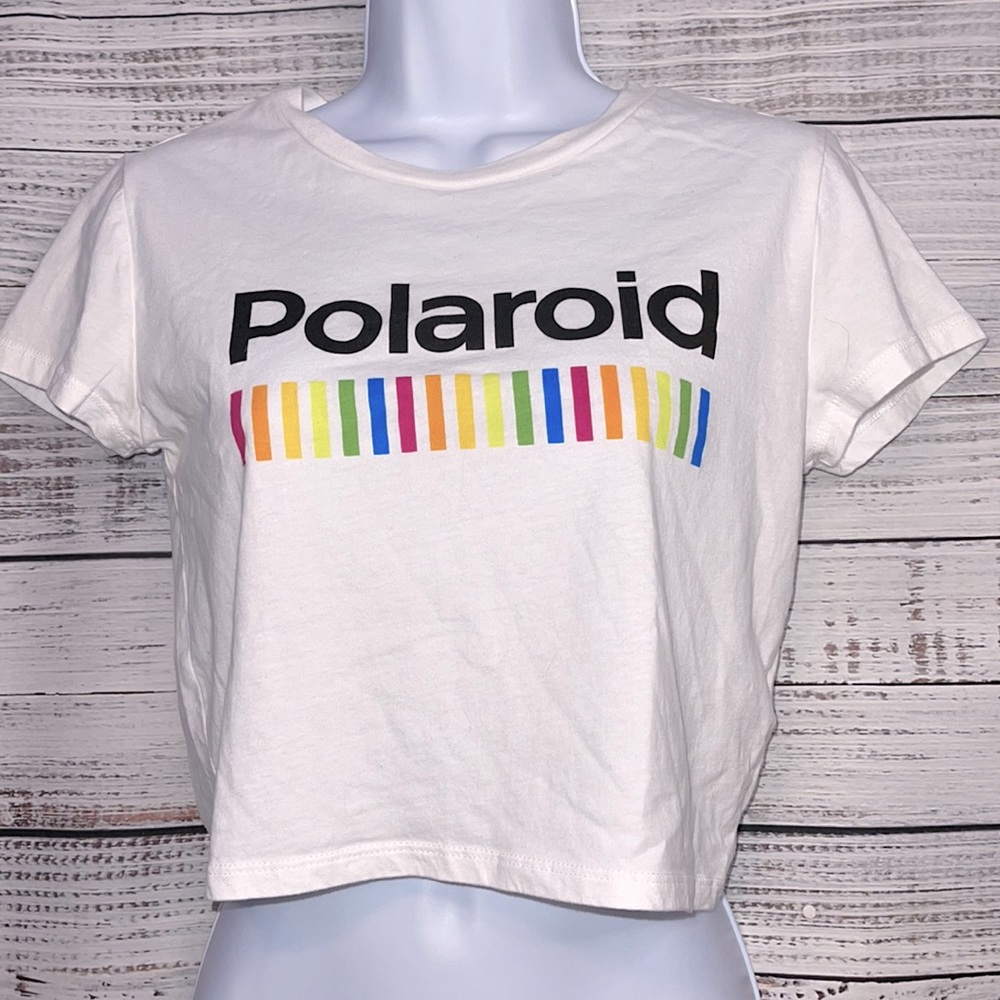 POLAROID White Crop Top Tshirt Medium